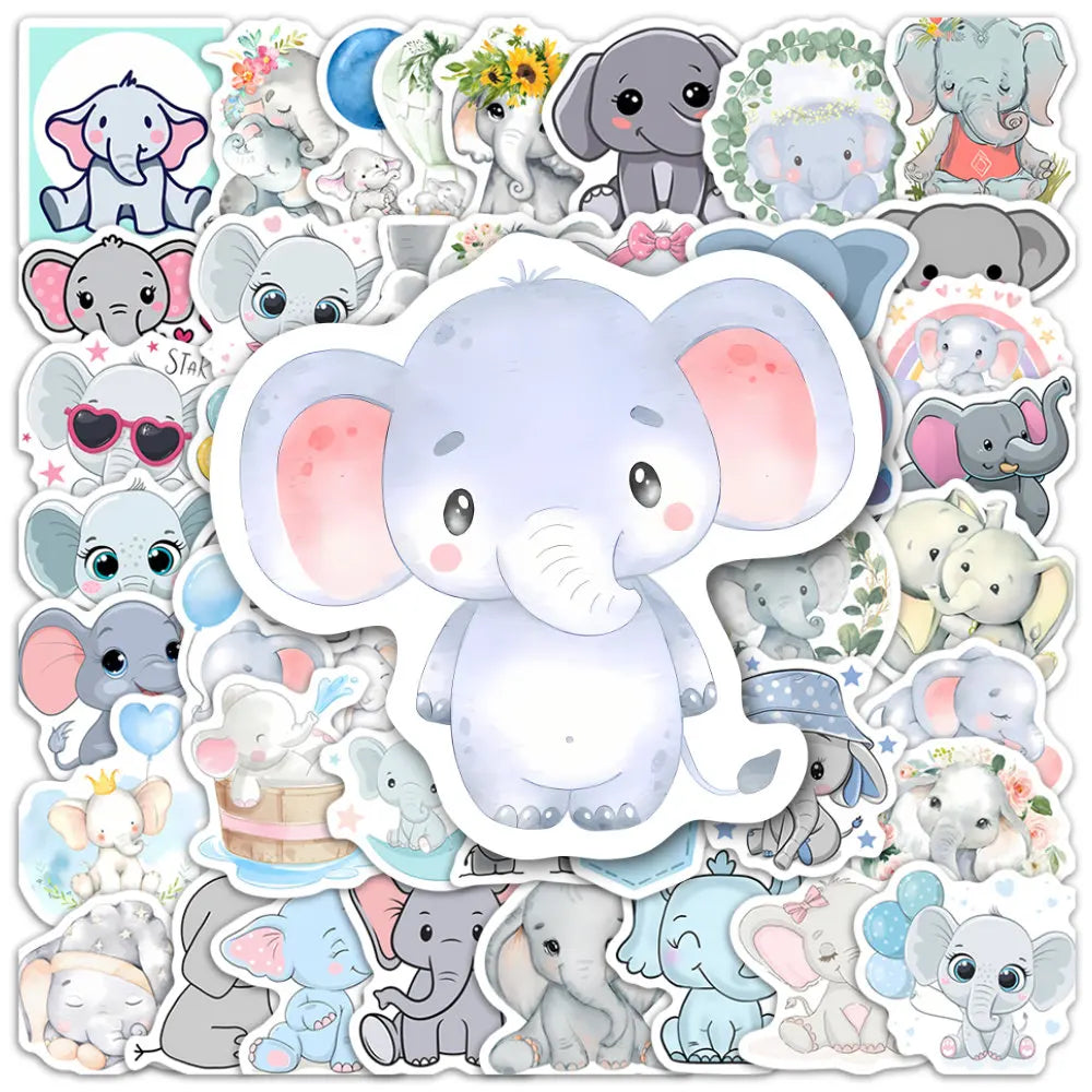 stickers éléphants cartoonaufs adhésifs multi couleurs adultes teens waterproof vinyl Pods Random