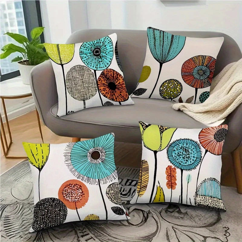 taies d'oreiller modernes fleurs stylisées polyester peacheskin 40x40cm 45x45cm 50x50cm 60x60cm