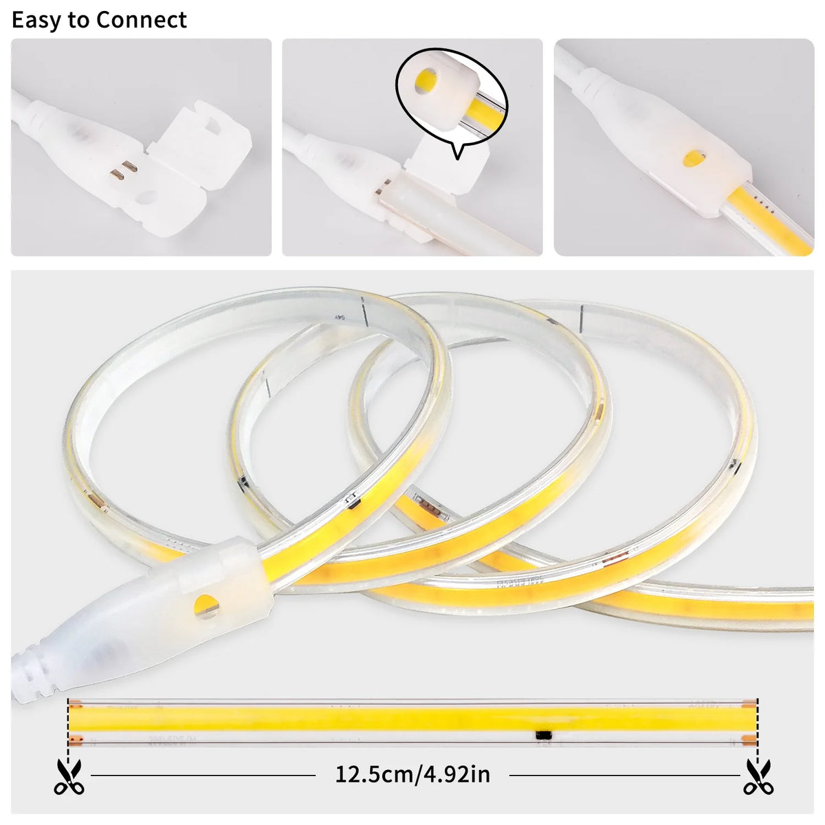 ruban led blanc rouge lisse moderne adhésif clips câble électrique 3000k 4000k 6500k