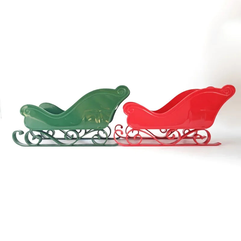 décoration noël traîneau rouge vert marron scroll moderne cadeau ornement opaque classique