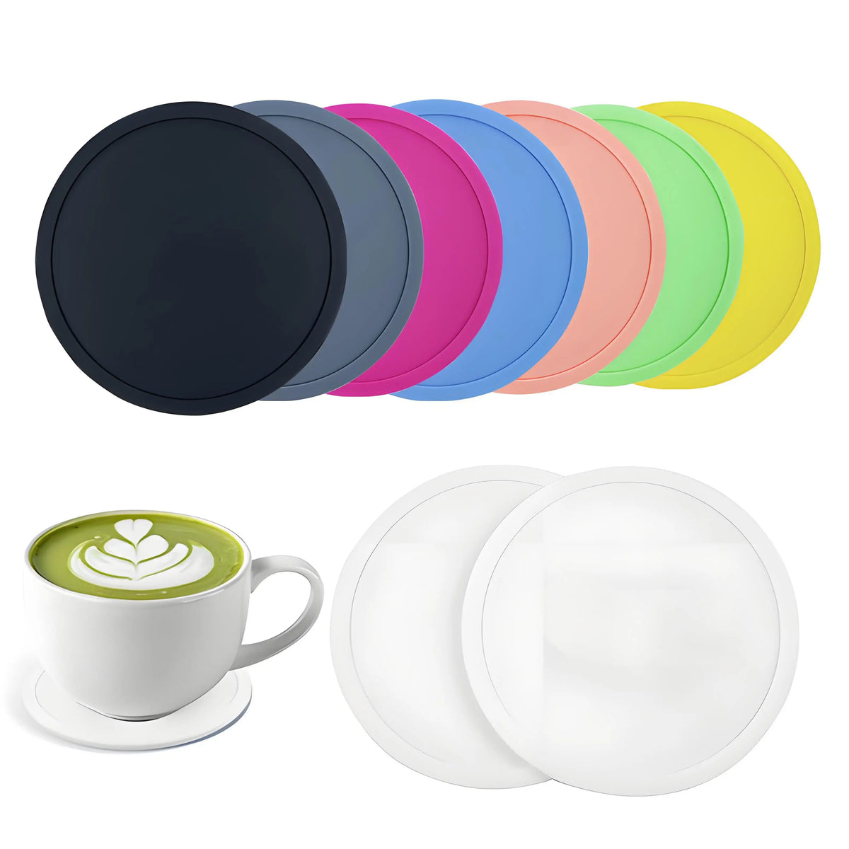 sous verres silicone modernes noir gris rose bleu vert blanc