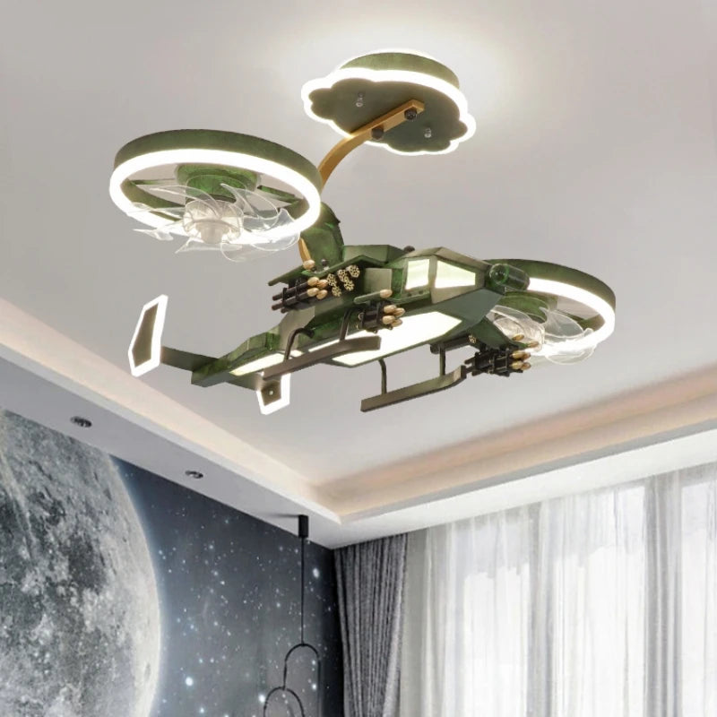 lampe suspendue moderne gris vert led télécommande contemporaine dorée chambre enfants