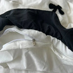 ensemble literie housse couverture taies nœuds noirs volants blancs filles doux