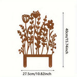 figurine sorcier artisanal fleurs oiseaux motif floral décoration extérieure jardin murale ornement métal orange