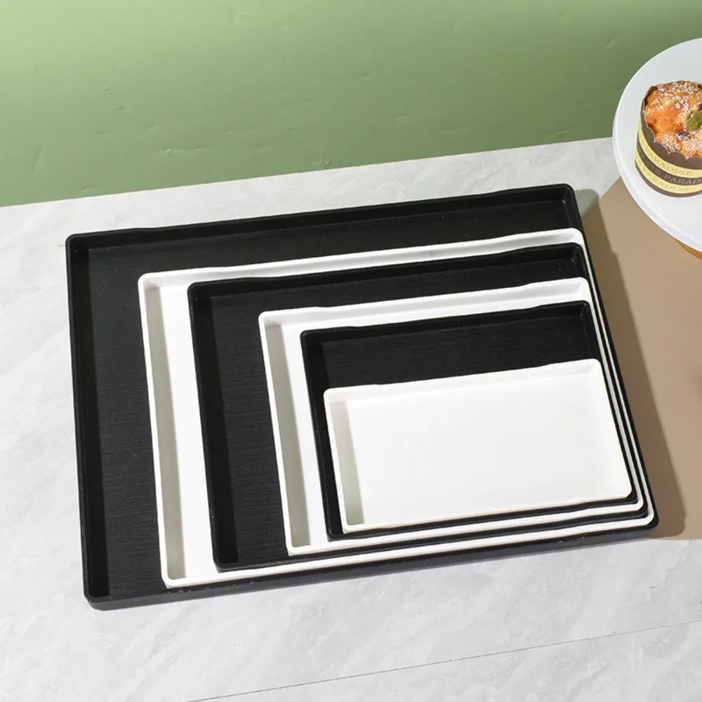 assiettes plastique texture bois moderne noir grandes tailles rangement utilisation
