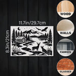 tableaux papier découpé paysages naturels animaux maison cerfs oiseau montagnes arbres opaque coloriage