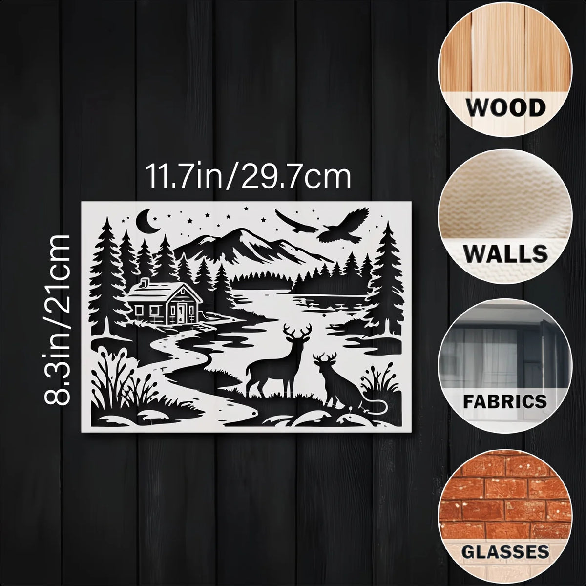 tableaux papier découpé paysages naturels animaux maison cerfs oiseau montagnes arbres opaque coloriage