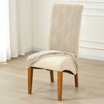 housse chaise beige feuilles stylisées élastique moderne anti poussière polyester spandex longueur dos chambre