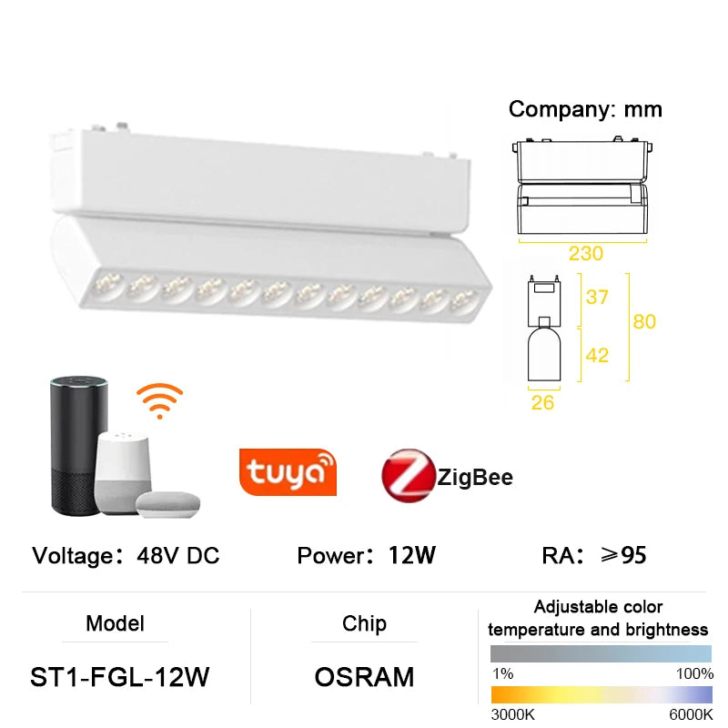 luminaire led rail magnétique blanc moderne système éclairage intérieur mince aluminium fixation aimant maison