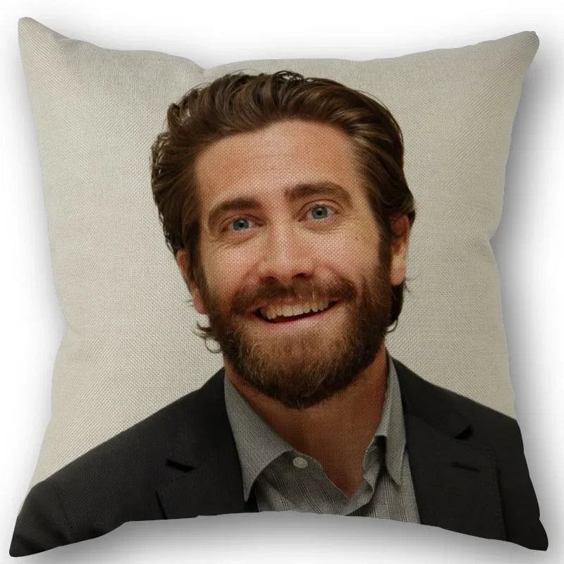 taies d'oreiller coton lin motif jake gyllenhaal moderne bleu marine imprimé décoration maison washable