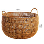 panier rond tressé marron clair bohème rangement chambre salon articles divers respectueux environnement