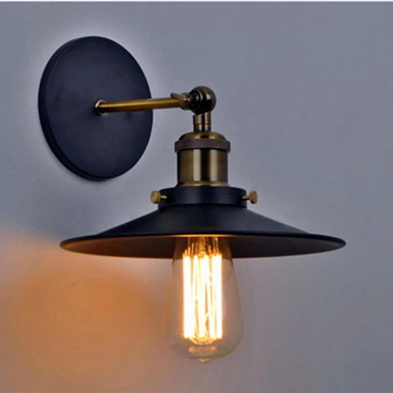 lampe murale industrielle noir ampoule filament éclairage chambre salle manger cuisine fixée mur matériau