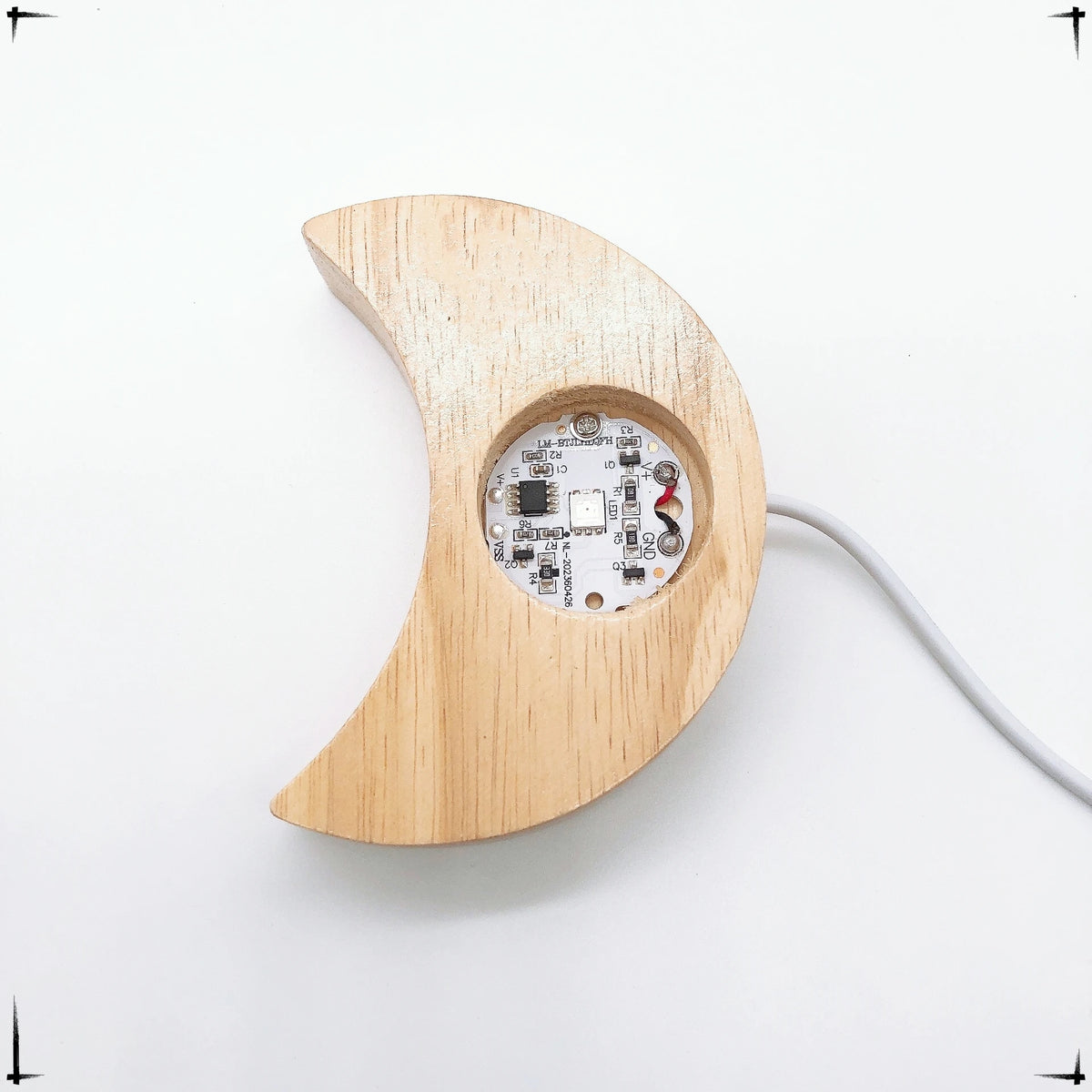 lampe table moderne bois lunaire lumière blanche décoration intérieure minimaliste