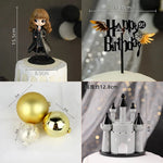 décoration anniversaire enfant figurines stylysées happy birthday transparentes chapeaux lunettes cartoony