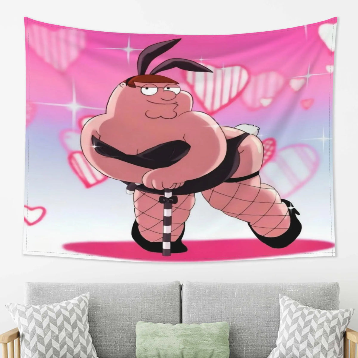 tapisserie moderne rose personnage coeurs brillants chambre salon décoration mur 150x200cm 180x235cm