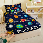 drap plat bleu foncé planètes earth mars coton polyester lit enfant illustratif chambre