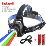 lampe frontale led noir bleu tissu logo clip verre transparent moderne camping