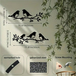 décoration murale métal oiseaux feuilles naturelle rustique fixée vis mur noir