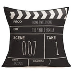 housse coussin motif cinéma vintage beige zipper 30x30 40x40 45x45 50x50 55x55 60x60