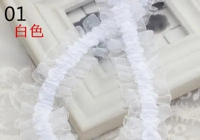 ruban élastique velours dentelle plissée décoratif cheveux couture artisanat diy bleu clair
