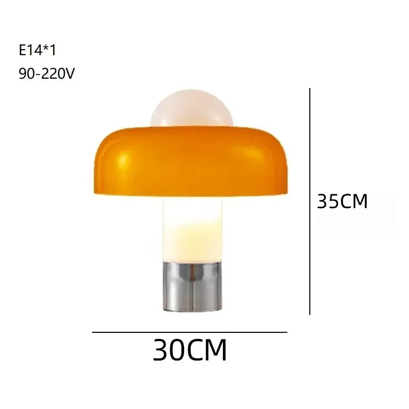 lampe table moderne orange ampoule led e14 cable électrique blanc argent mat