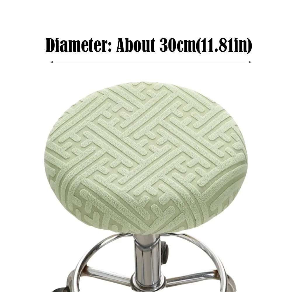 housse tabouret moderne élastique bleu clair gris clair vert clair motif géométrique polyester 30cm