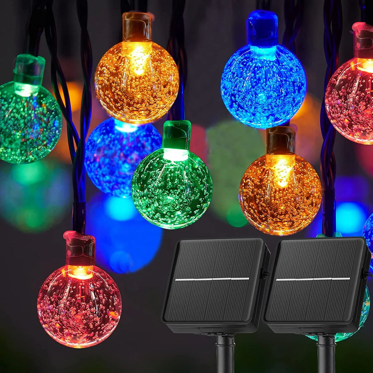 guirlande lumineuse solaire 60 leds blanc multicolore modes moderne étanche clipsextérieur