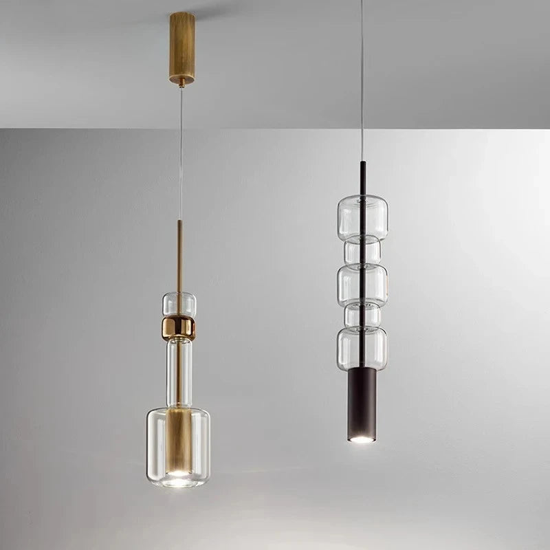 lampe suspendue transparente cuivre moderne chambre salon éclairage minimaliste câble rond cylindrique