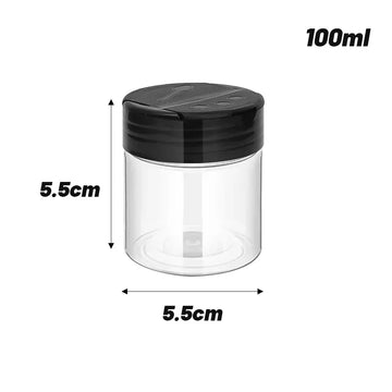 bouteille épices transparente plastique noir rangement condiments cuisine moderne pot assaisonnement poudre liquide liquide