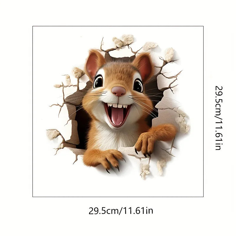 sticker mural 3d souris souriante pvc autoadhésif décoration intérieure salle bain toilette