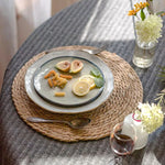 assiettes lin tissées main naturel rustique 30cm diamètre set six