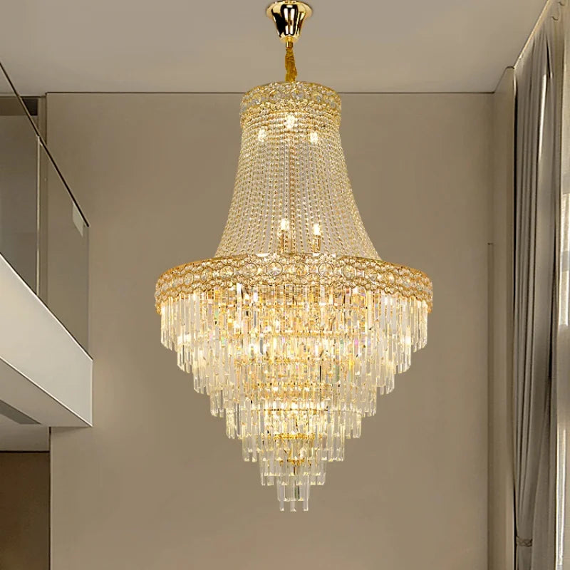lustre cristal doré classique encastrée ampoules E14 led moderne salon hall
