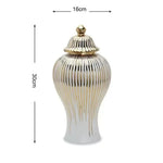 vase blanc doré rayures verticales moderne élégant couvercle décoration maison