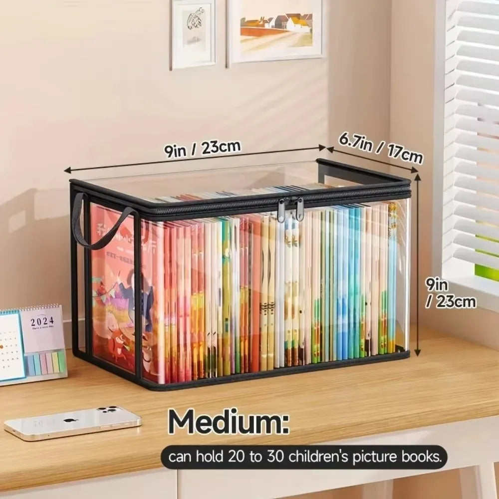 boîte rangement transparente moderne poignées rectangle pvc robuste organisation jouets fournitures scolaires