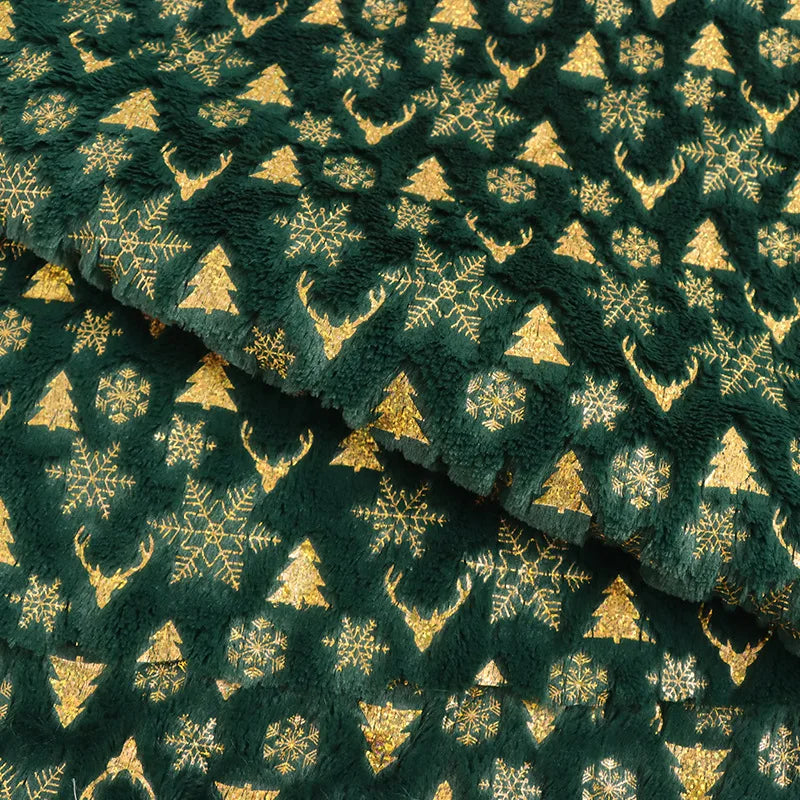 tissu velours polyester flocons sapins cerfs blanc rose vert rouge décoration noël coussins festive
