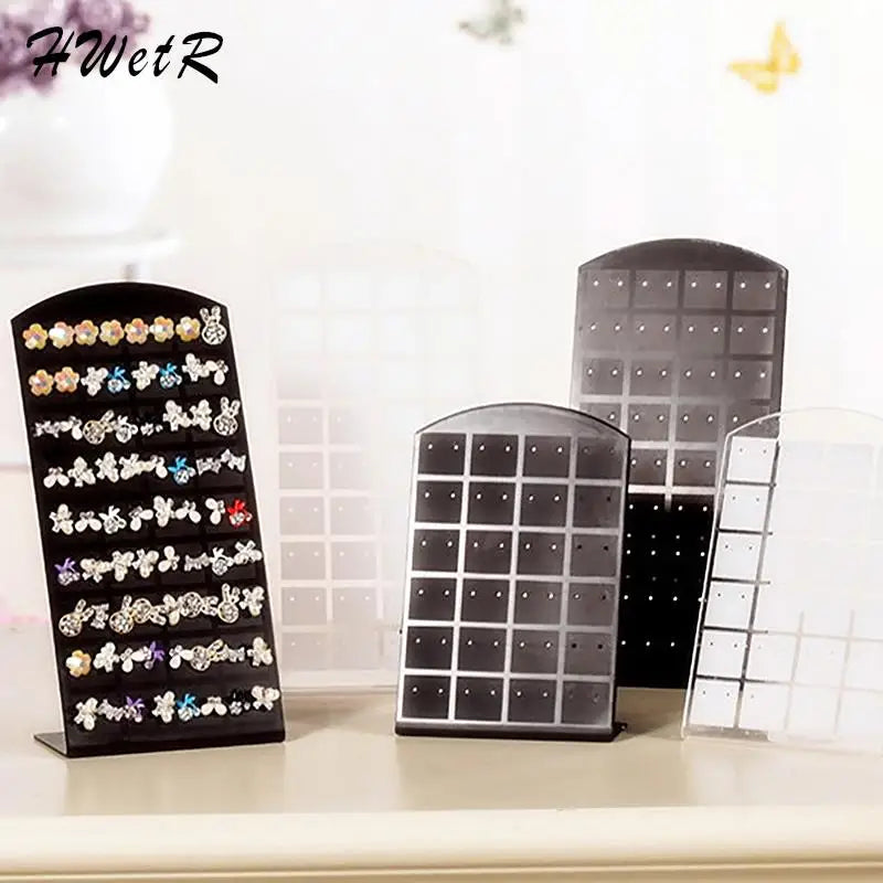 porte boucles d'oreilles moderne velours noir blanc grille perforations pieds boucles d'oreilles.storage organizer