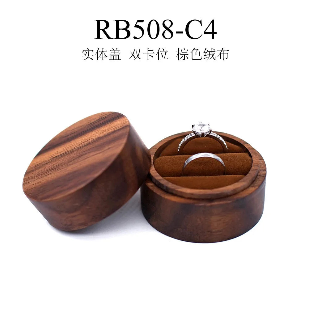 boîte bijoux bois vintage ronde rangement bague boucles d'oreilles présentation cadeau mariageOpaque brillant classique