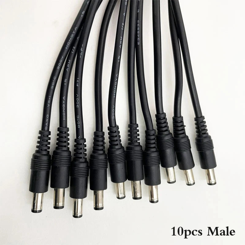 câbles électrique connecteur femelle male noir rond lisse led 5.5 2.1 mm standard