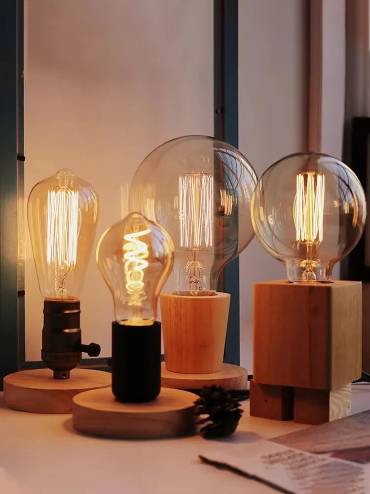 lampe poser moderne veilleuse bois naturel finition lisse interrupteur câble électrique chambre