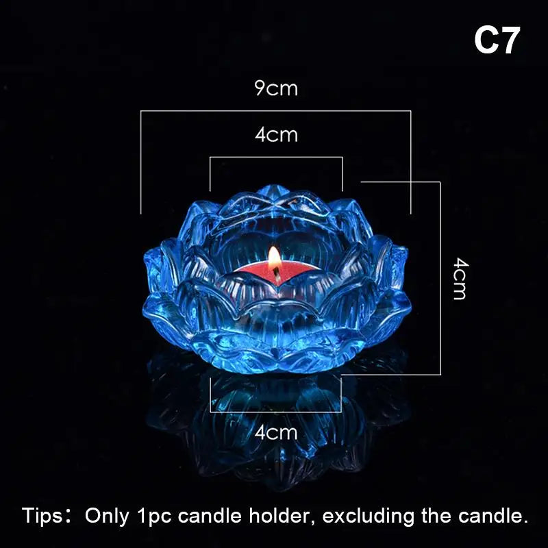 bougeoir verre artisanal forme fleur lotus porte bougie décoratif maison couleur vive opaque