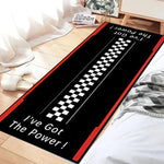 tapis sol garage moto antidérapant motif carreaux sport moderne noir rouge bleu vert