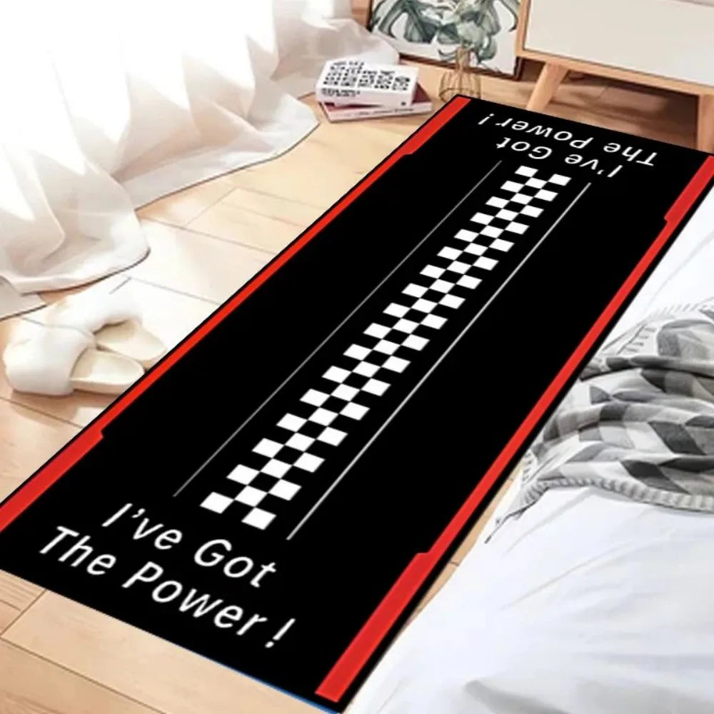 tapis sol garage moto antidérapant motif carreaux sport moderne noir rouge bleu vert