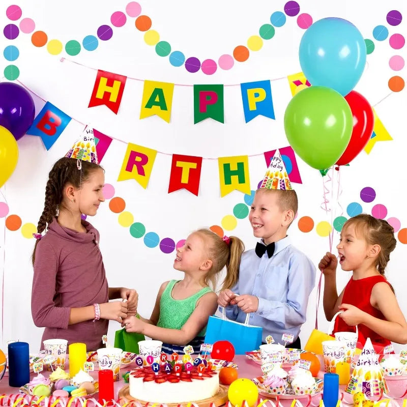 guirlande papier colorée cercles suspendus anniversaire mariage décoration fête chapeaux ballons bannières