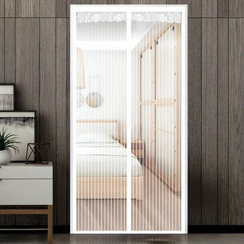 rideau porte blanc maille fine opacité moderne clips fixation 90x210cm