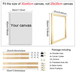 Cadre mural en bois naturel avec toile de peinture diamant