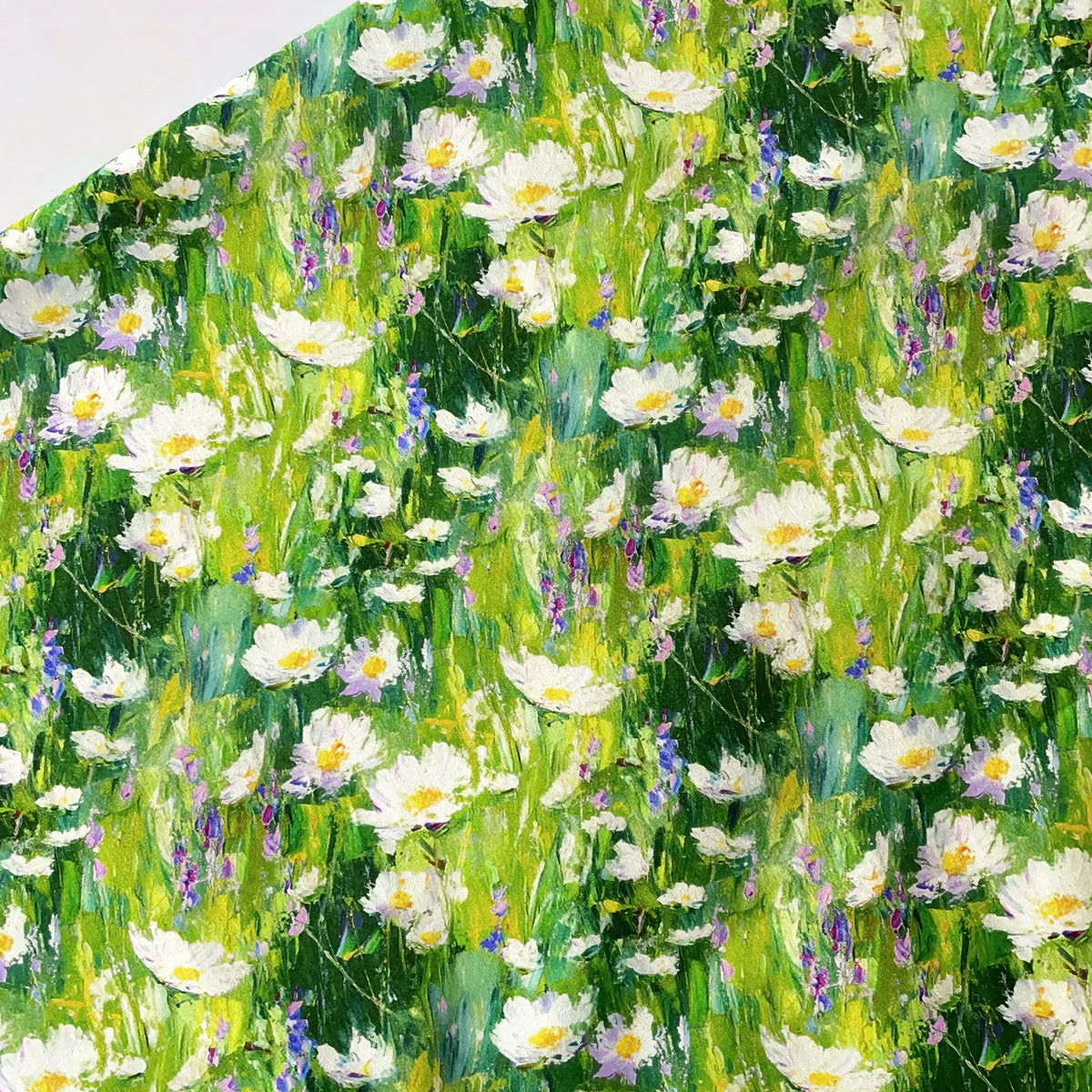 tissu coton imprimé floral motifs marguerites roses peinture huile abstraite digital printing 145cm large