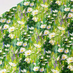 tissu coton imprimé floral motifs marguerites roses peinture huile abstraite digital printing 145cm large
