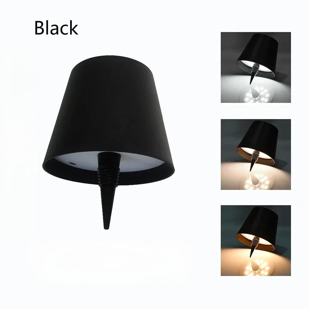 lampe table veilleuse led rechargeable noir blanc moderne minimaliste interrupteur tactile base transparente abs