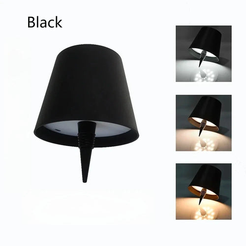 lampe table veilleuse led rechargeable noir blanc moderne minimaliste interrupteur tactile base transparente abs