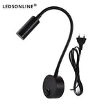 lampe murale led flexible aluminium lecture chevet moderne blanc noir argent